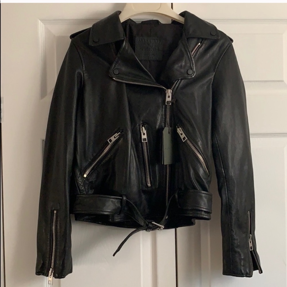 BRAND NEW!!! All Saints Black Leather Biker Jacket